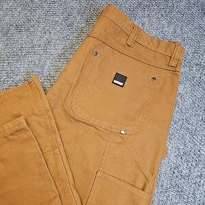 Y2k Craftsman Canvas Carpenter Work Pants Double Knee Brown Men Size 40x30